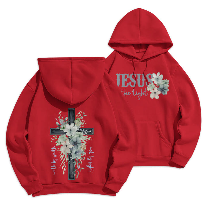 Christianartworkshop Jesus the Light Walk by Faith Fleece-gefütterter Polyester-Hoodie - Rot - 2XL - image 16