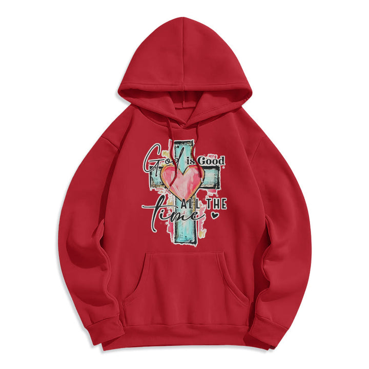 Christianartworkshop Gott ist immer gut Kreuz Fleecegefütterter Polyester-Hoodie - Rot - 2XL - image 7