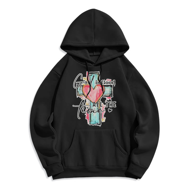 Christianartworkshop Gott ist immer gut Kreuz Fleecegefütterter Polyester-Hoodie - Schwarz - 2XL - image 4
