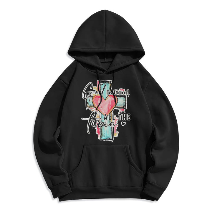 Christianartworkshop Gott ist immer gut Kreuz Fleecegefütterter Polyester-Hoodie - Schwarz - 2XL - image 4