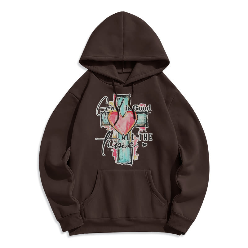 Christianartworkshop Gott ist immer gut Kreuz Fleecegefütterter Polyester-Hoodie - Braun - 2XL - image 3
