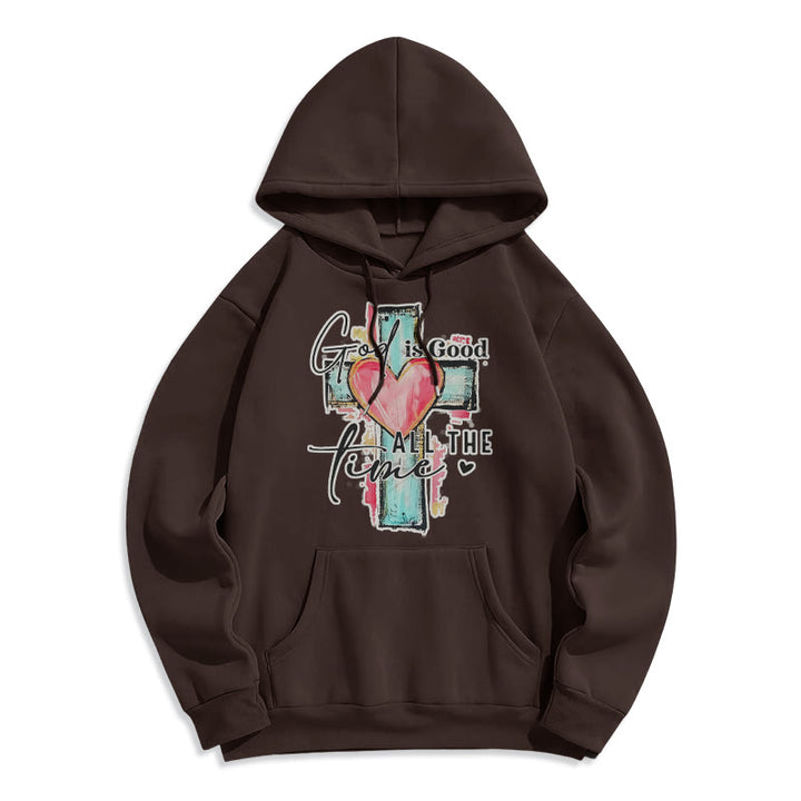 Christianartworkshop Gott ist immer gut Kreuz Fleecegefütterter Polyester-Hoodie - Braun - 2XL - image 3