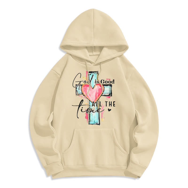 Christianartworkshop Gott ist immer gut Kreuz Fleecegefütterter Polyester-Hoodie - Beige - 2XL - image 0