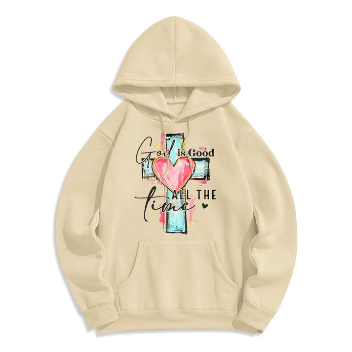 Christianartworkshop Gott ist immer gut Kreuz Fleecegefütterter Polyester-Hoodie - Beige - 2XL - image 0