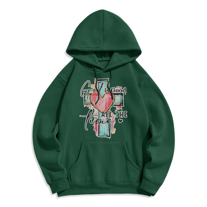 Christianartworkshop Gott ist immer gut Kreuz Fleecegefütterter Polyester-Hoodie - Grün - 2XL - image 2