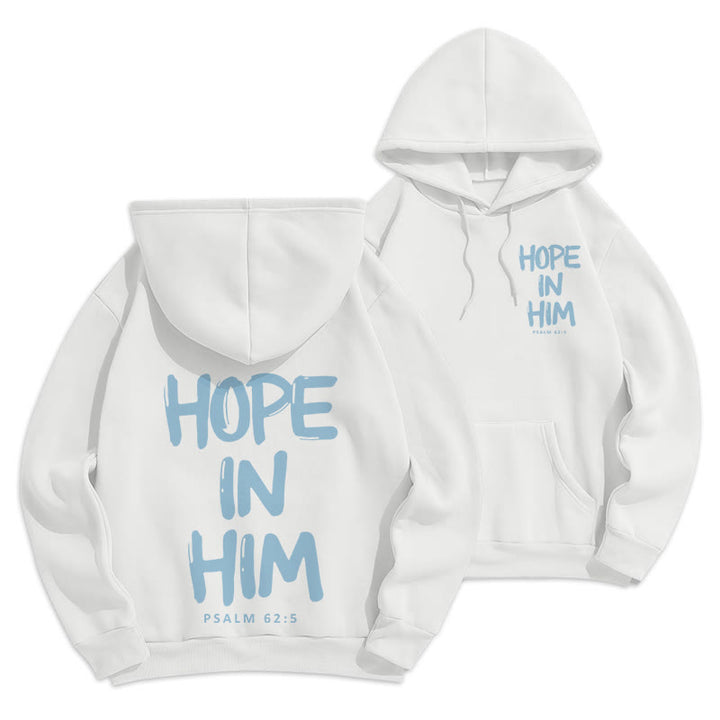 Christianartworkshop Hoffnung in ihm Psalm 62:5 Fleecegefütterter Polyester-Hoodie: Seine Hoffnung in jedem Tragen - Weiß - 2XL - image 16
