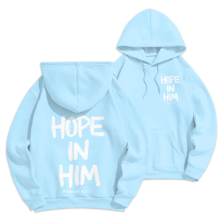 Christianartworkshop Hoffnung in ihm Psalm 62:5 Fleecegefütterter Polyester-Hoodie: Seine Hoffnung in jedem Tragen - Blau - 2XL - image 0