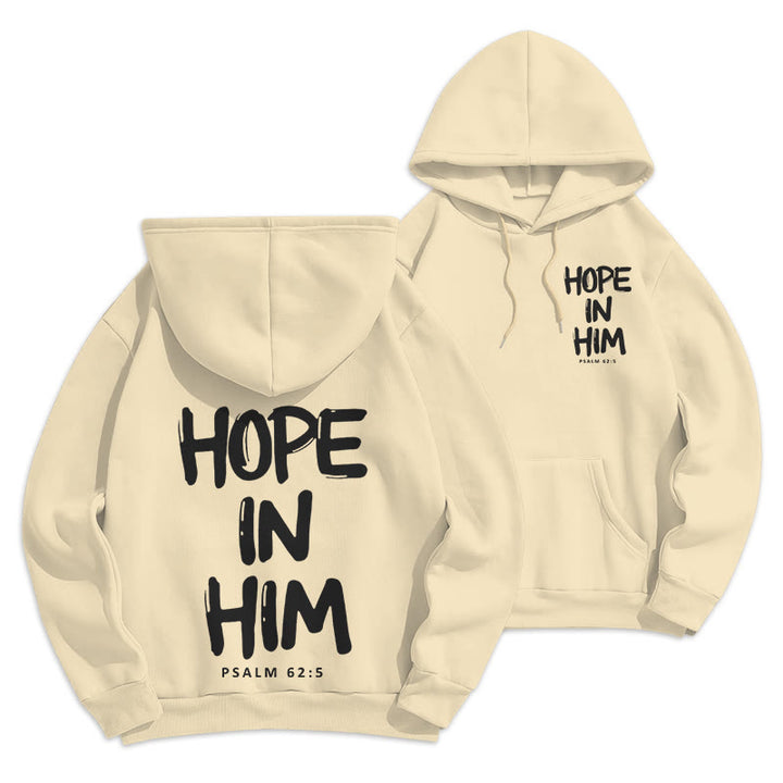 Christianartworkshop Hoffnung in ihm Psalm 62:5 Fleecegefütterter Polyester-Hoodie: Seine Hoffnung in jedem Tragen - Beige - 2XL - image 4