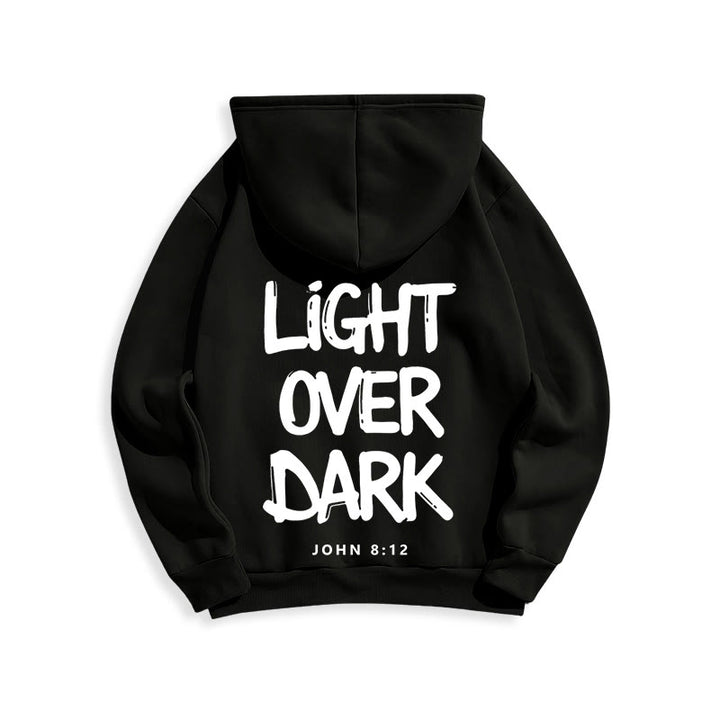 Christianartworkshop Licht über Dunkelheit Johannes 8:12 Fleecegefütterter Polyester-Hoodie - image 17