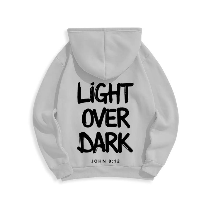 Christianartworkshop Licht über Dunkelheit Johannes 8:12 Fleecegefütterter Polyester-Hoodie - image 23