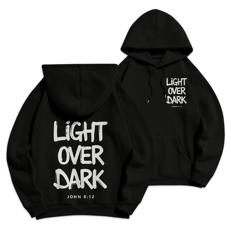 Christianartworkshop Licht über Dunkelheit Johannes 8:12 Fleecegefütterter Polyester-Hoodie - Schwarz - 2XL - image 15