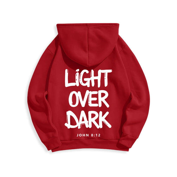 Christianartworkshop Licht über Dunkelheit Johannes 8:12 Fleecegefütterter Polyester-Hoodie - image 2