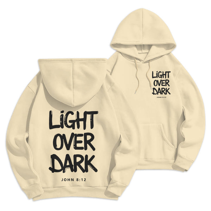 Christianartworkshop Licht über Dunkelheit Johannes 8:12 Fleecegefütterter Polyester-Hoodie - Beige - 2XL - image 6