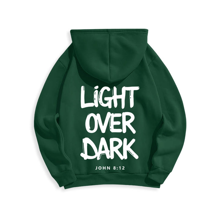 Christianartworkshop Licht über Dunkelheit Johannes 8:12 Fleecegefütterter Polyester-Hoodie - image 11