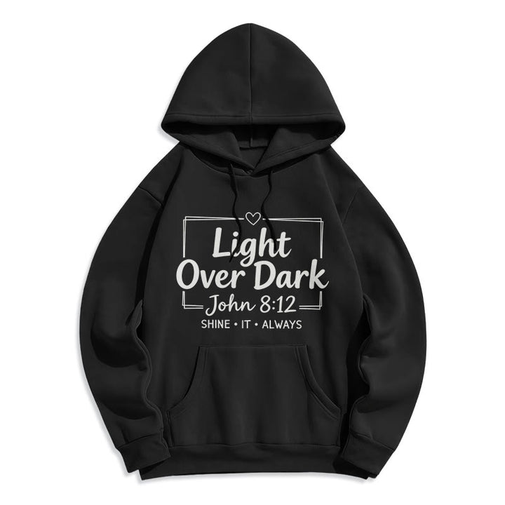Christianartworkshop Shine It Always Light Over Dark Fleece Lined Polyester Hoodie - Schwarz - 2XL - image 7