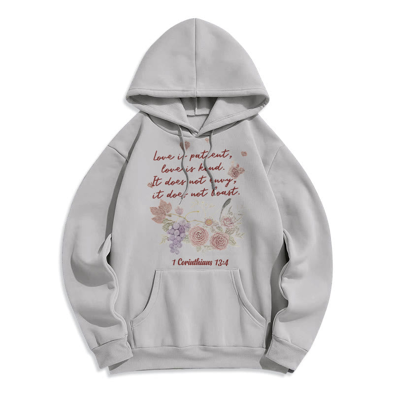 Christianartworkshop 1 Korinther 13:4 Liebe ist geduldig Fleecegefütterter Polyester-Hoodie - Grau - 2XL - image 2