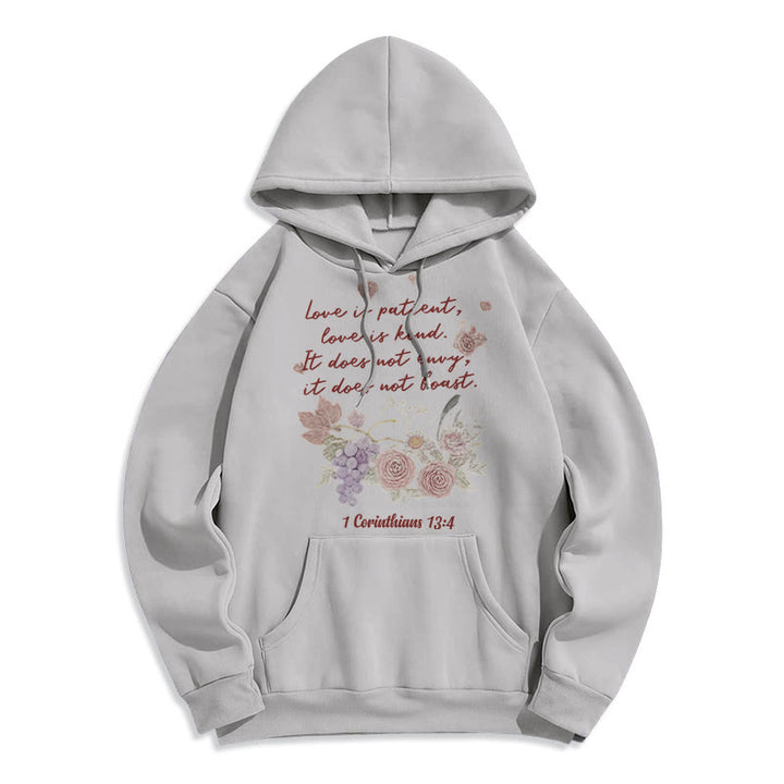 Christianartworkshop 1 Korinther 13:4 Liebe ist geduldig Fleecegefütterter Polyester-Hoodie - Grau - 2XL - image 2
