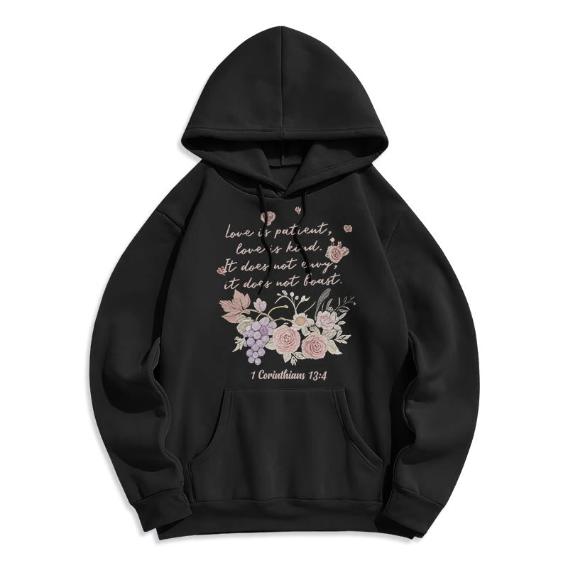 Christianartworkshop 1 Korinther 13:4 Liebe ist geduldig Fleecegefütterter Polyester-Hoodie - Schwarz - 2XL - image 8