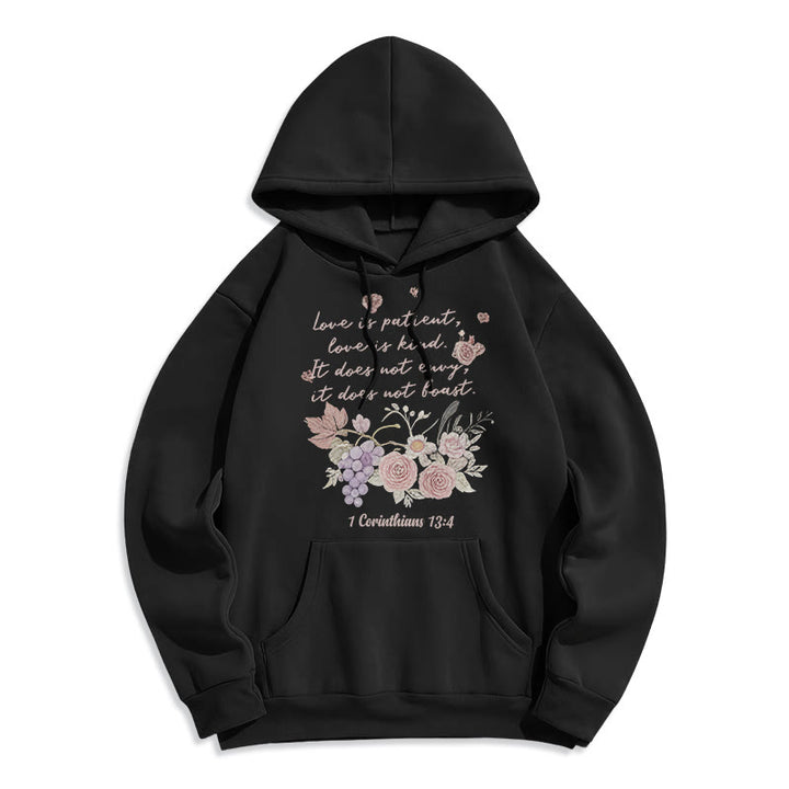 Christianartworkshop 1 Korinther 13:4 Liebe ist geduldig Fleecegefütterter Polyester-Hoodie - Schwarz - 2XL - image 8