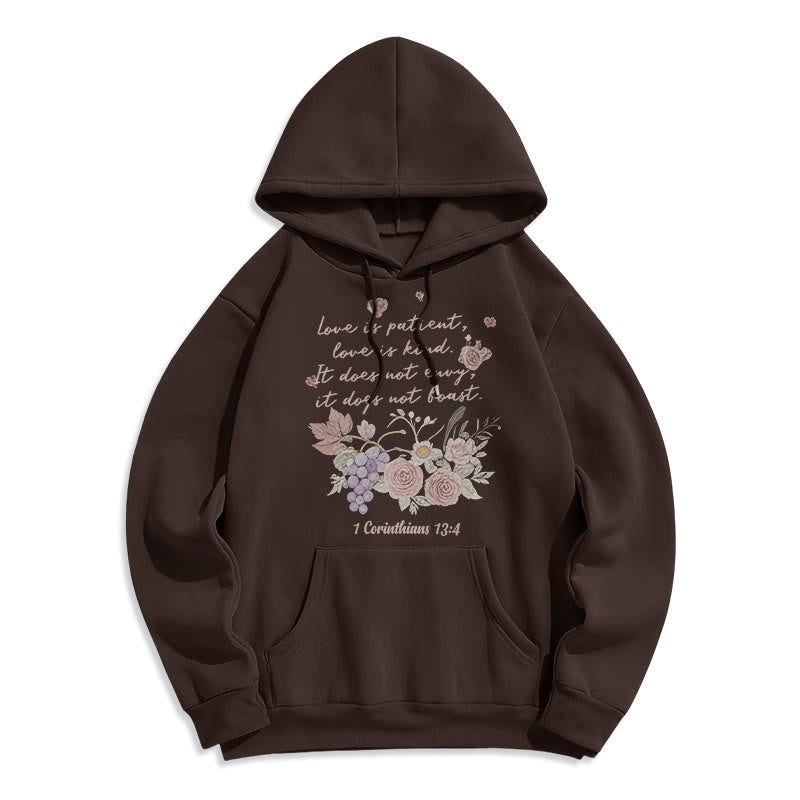 Christianartworkshop 1 Korinther 13:4 Liebe ist geduldig Fleecegefütterter Polyester-Hoodie - Braun - 2XL - image 7