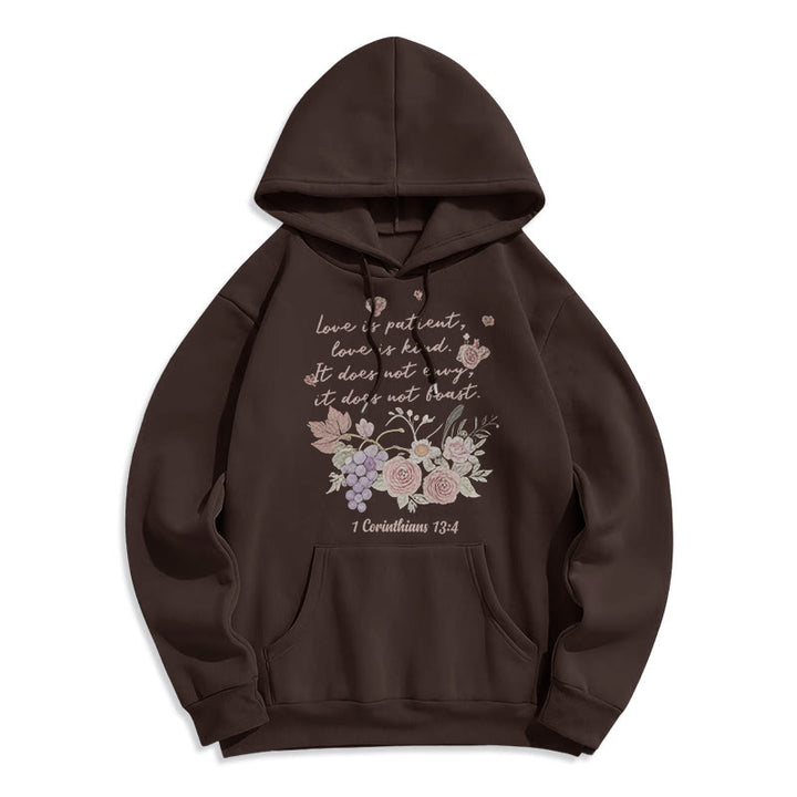 Christianartworkshop 1 Korinther 13:4 Liebe ist geduldig Fleecegefütterter Polyester-Hoodie - Braun - 2XL - image 7