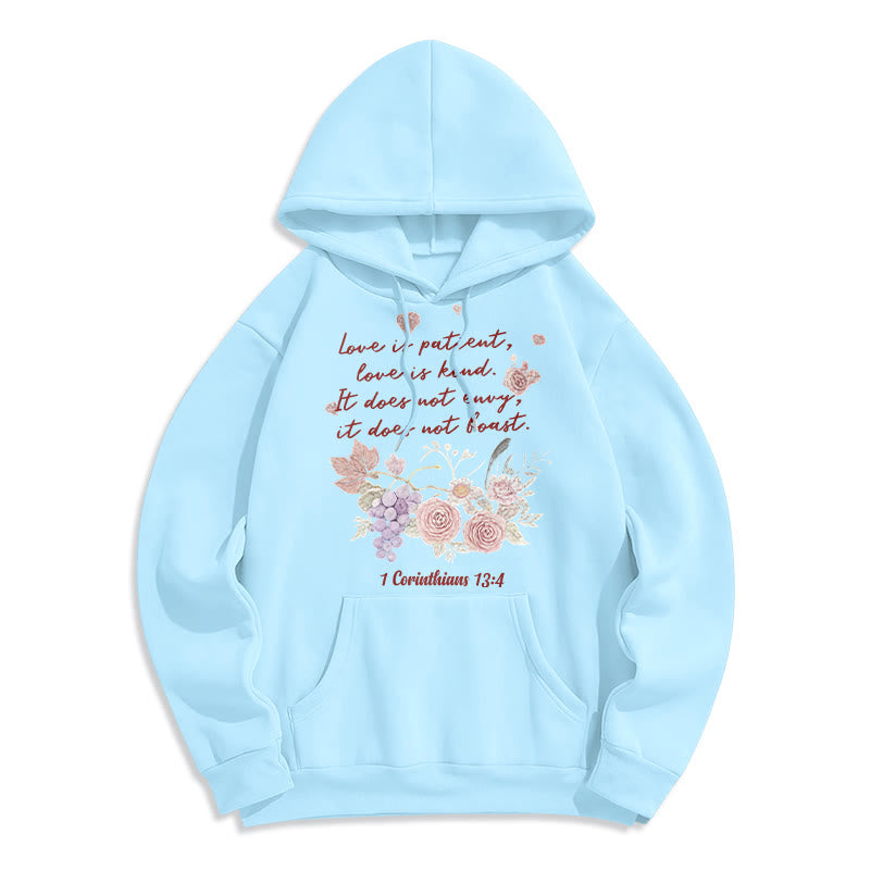 Christianartworkshop 1 Korinther 13:4 Liebe ist geduldig Fleecegefütterter Polyester-Hoodie - Blau - 2XL - image 4