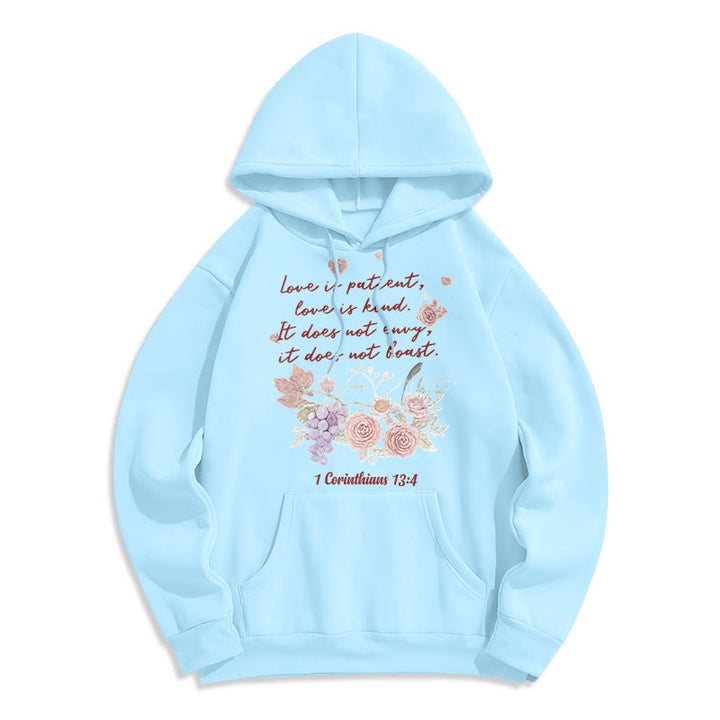 Christianartworkshop 1 Korinther 13:4 Liebe ist geduldig Fleecegefütterter Polyester-Hoodie - Blau - 2XL - image 4