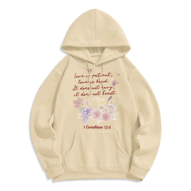 Christianartworkshop 1 Korinther 13:4 Liebe ist geduldig Fleecegefütterter Polyester-Hoodie - Beige - 2XL - image 5