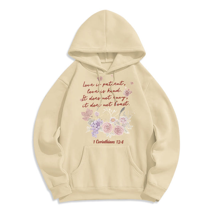 Christianartworkshop 1 Korinther 13:4 Liebe ist geduldig Fleecegefütterter Polyester-Hoodie - Beige - 2XL - image 5