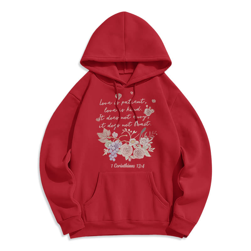 Christianartworkshop 1 Korinther 13:4 Liebe ist geduldig Fleecegefütterter Polyester-Hoodie - Rot - 2XL - image 3