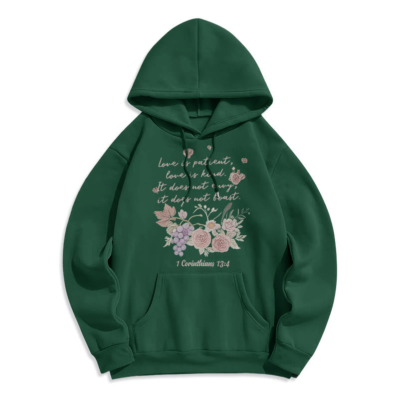 Christianartworkshop 1 Korinther 13:4 Liebe ist geduldig Fleecegefütterter Polyester-Hoodie - Grün - 2XL - image 6