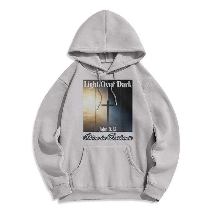 Christianartworkshop Johannes 8:12 Leuchte in der Dunkelheit Fleecegefütterter Polyester-Hoodie - Grau - 2XL - image 3