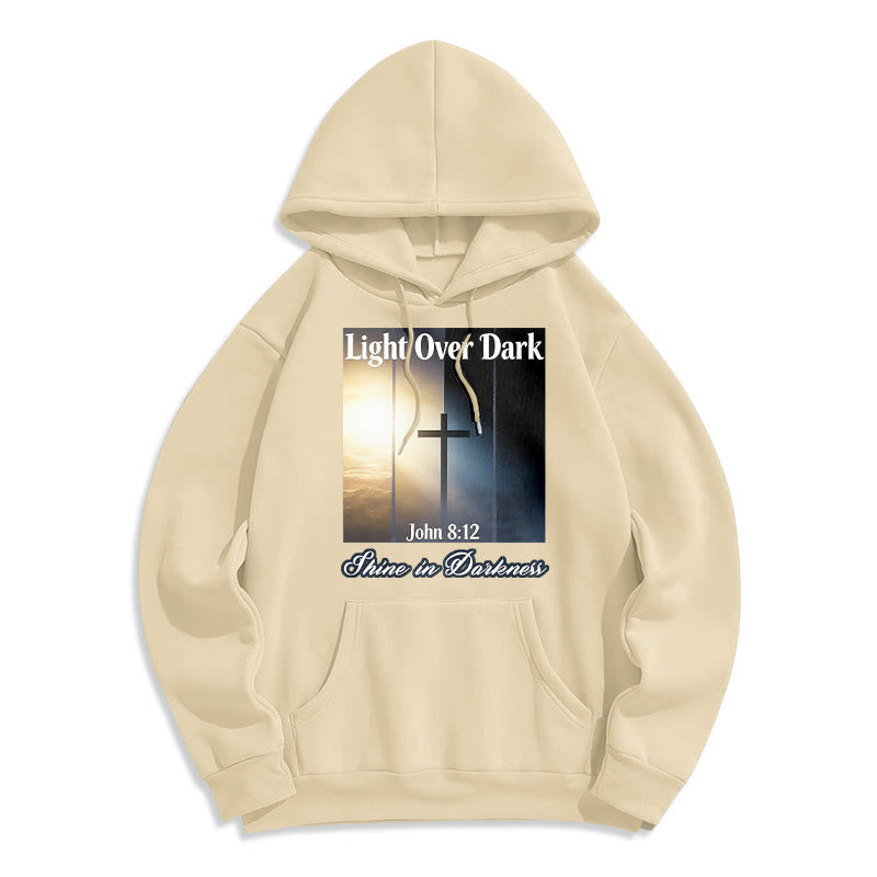 Christianartworkshop Johannes 8:12 Leuchte in der Dunkelheit Fleecegefütterter Polyester-Hoodie - Beige - 2XL - image 6