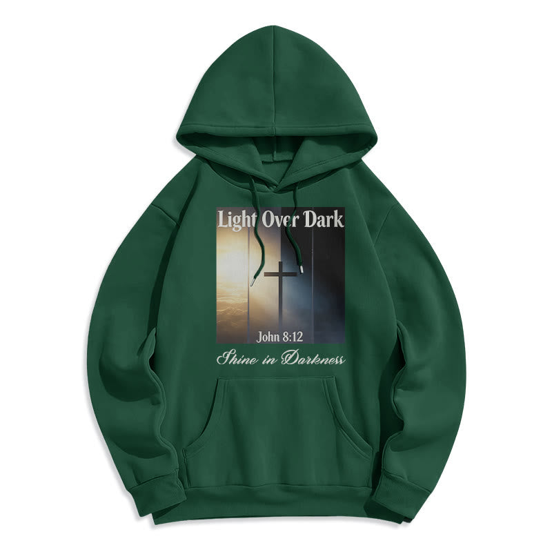 Christianartworkshop Johannes 8:12 Leuchte in der Dunkelheit Fleecegefütterter Polyester-Hoodie - Grün - 2XL - image 7