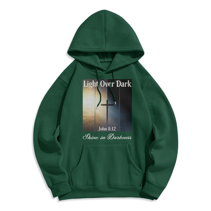 Christianartworkshop Johannes 8:12 Leuchte in der Dunkelheit Fleecegefütterter Polyester-Hoodie - Grün - 2XL - image 7