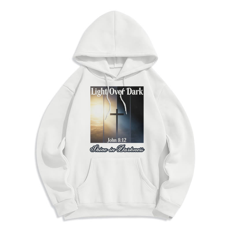 Christianartworkshop Johannes 8:12 Leuchte in der Dunkelheit Fleecegefütterter Polyester-Hoodie - Weiß - 2XL - image 2