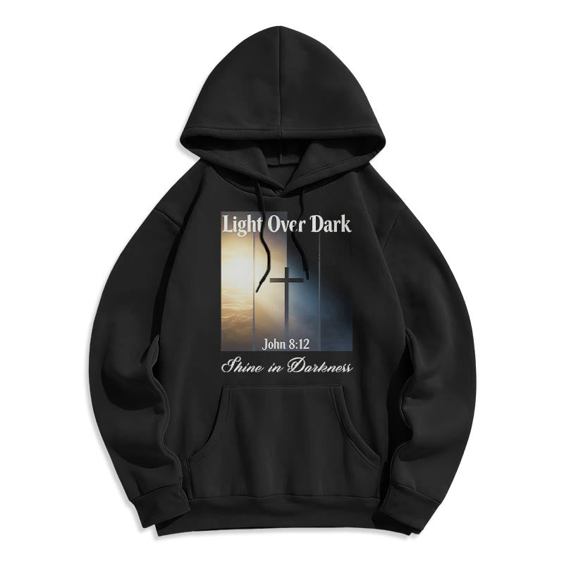 Christianartworkshop Johannes 8:12 Leuchte in der Dunkelheit Fleecegefütterter Polyester-Hoodie - Schwarz - 2XL - image 0