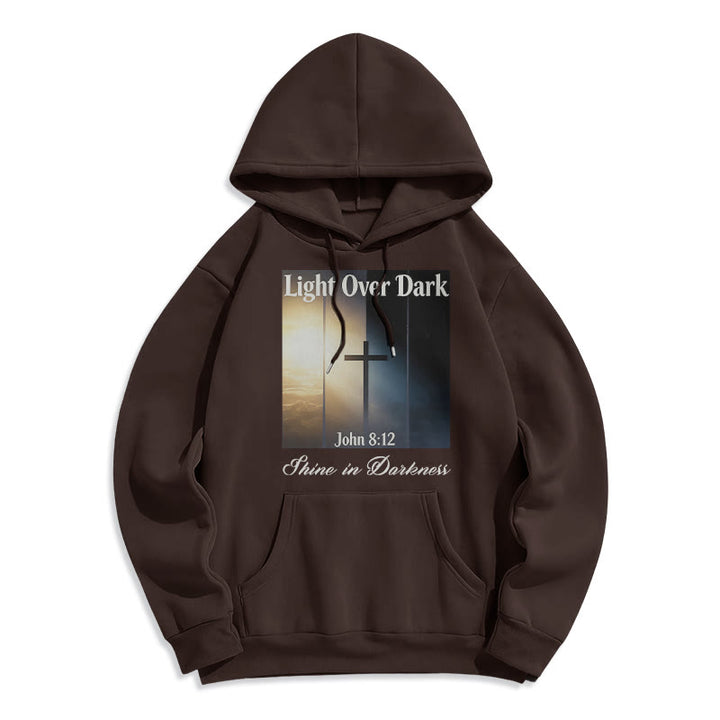 Christianartworkshop Johannes 8:12 Leuchte in der Dunkelheit Fleecegefütterter Polyester-Hoodie - Braun - 2XL - image 8