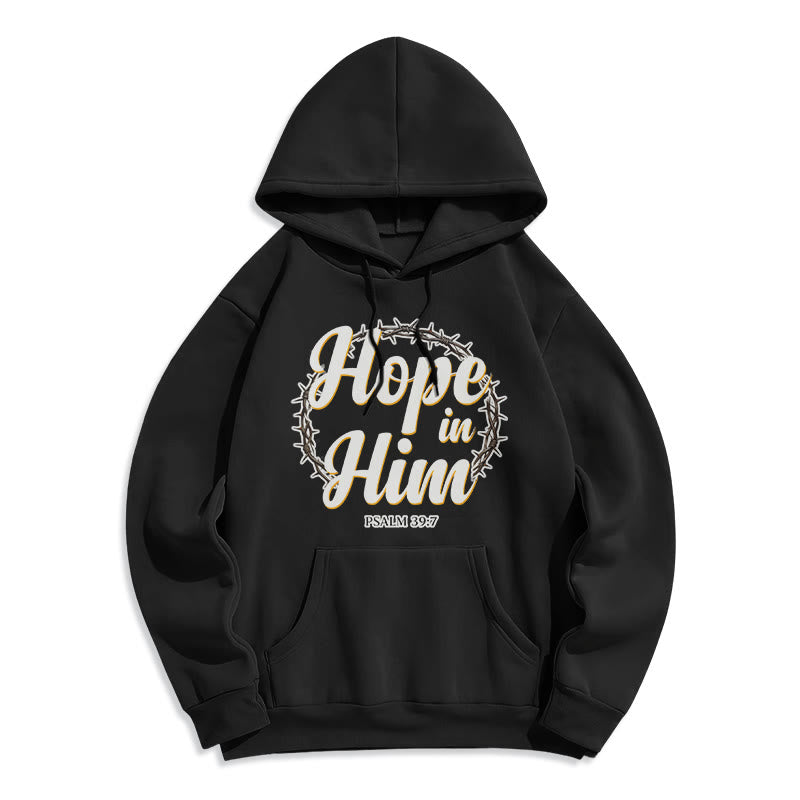 Christianartworkshop Dornenkrone Hoffnung in ihm Fleecegefütterter Polyester-Hoodie - Schwarz - 2XL - image 2