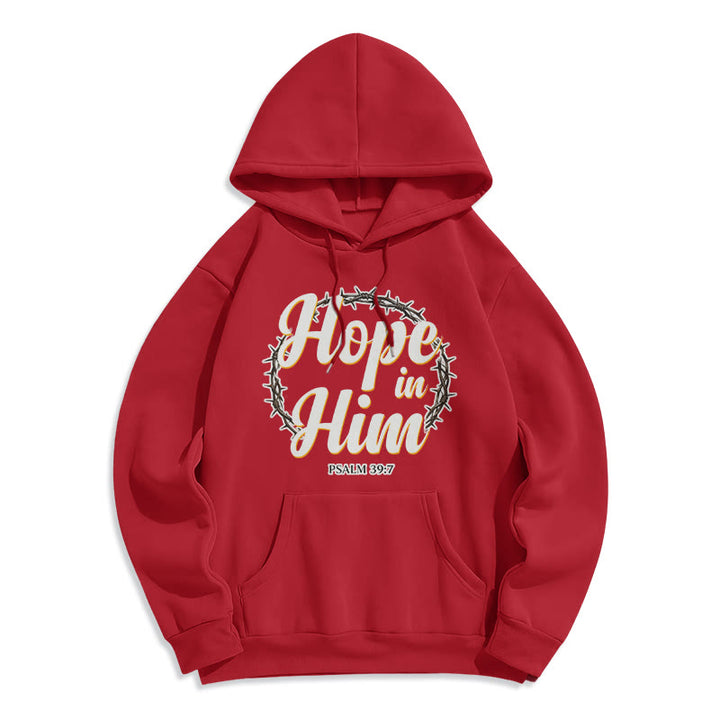Christianartworkshop Dornenkrone Hoffnung in ihm Fleecegefütterter Polyester-Hoodie - Rot - 2XL - image 5