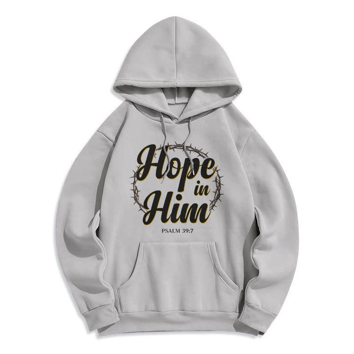 Christianartworkshop Dornenkrone Hoffnung in ihm Fleecegefütterter Polyester-Hoodie - Grau - 2XL - image 4