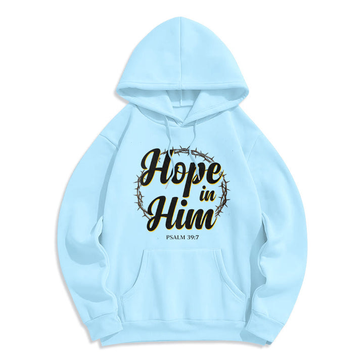 Christianartworkshop Dornenkrone Hoffnung in ihm Fleecegefütterter Polyester-Hoodie - Blau - 2XL - image 6