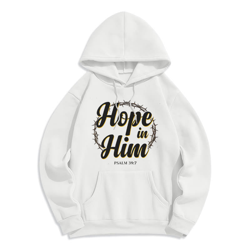 Christianartworkshop Dornenkrone Hoffnung in ihm Fleecegefütterter Polyester-Hoodie - Weiß - 2XL - image 3