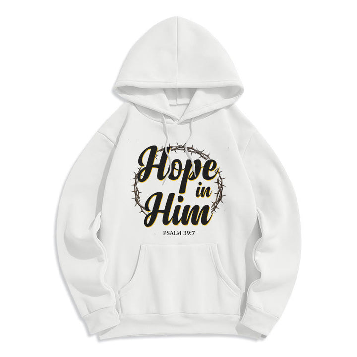Christianartworkshop Dornenkrone Hoffnung in ihm Fleecegefütterter Polyester-Hoodie - Weiß - 2XL - image 3