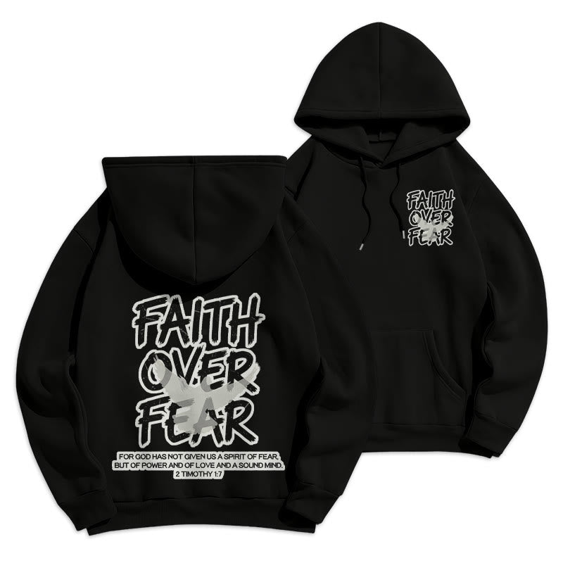 Christianartworkshop Glaube statt Angst 2 Timotheus 1,7 Fleecegefütterter Polyester-Hoodie - Schwarz - 2XL - image 6