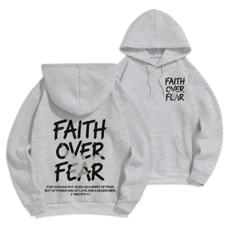 Christianartworkshop Glaube statt Angst 2 Timotheus 1,7 Fleecegefütterter Polyester-Hoodie - Grau - 2XL - image 12