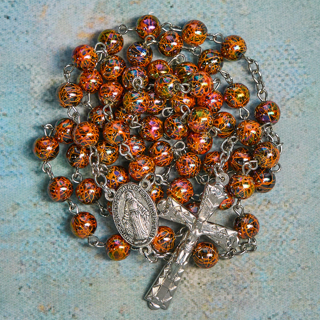 Christianartworkshop Schimmernder Acryl-Glaubensrosenkranz: Leuchtender Trost mit heiliger Symbolik - Unsere Liebe Frau und das Kruzifix - image 0