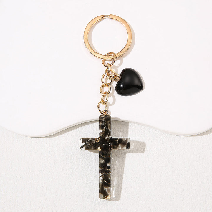 Christianartworkshop Schlüsselanhänger aus Kunstharz mit Kreuz und Herzmotiv: Fröhlichkeit für alle - Schwarz - image 6