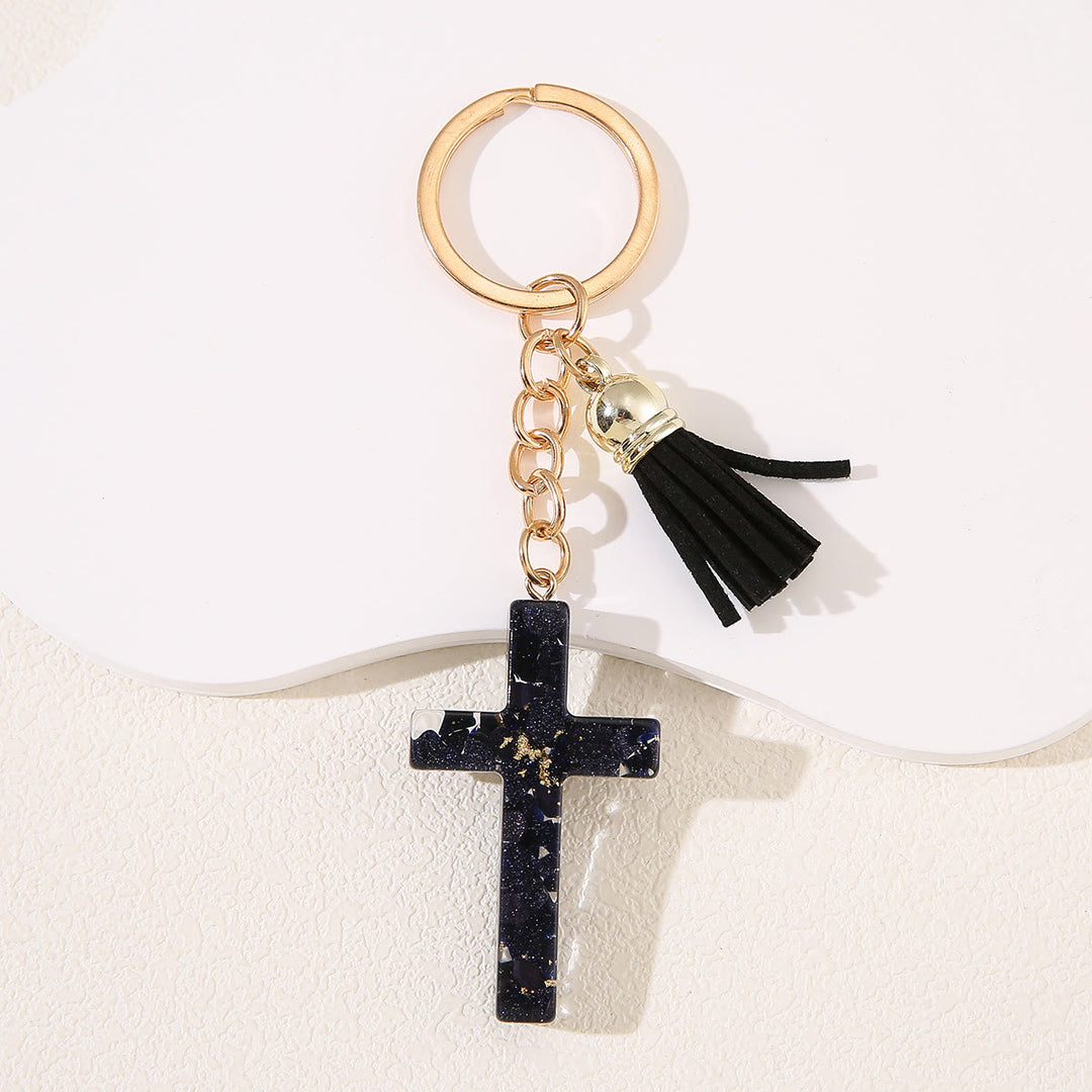 Christianartworkshop Schlüsselanhänger aus Kunstharz mit Kreuz und Herzmotiv: Fröhlichkeit für alle - Schwarz-2 - image 11