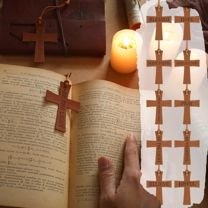 Christianartworkshop Lesezeichen aus Leder mit bedeutungsvollem Spruch: Stille Erinnerung an sanfte Hoffnung - GOTT IST GUT - image 1